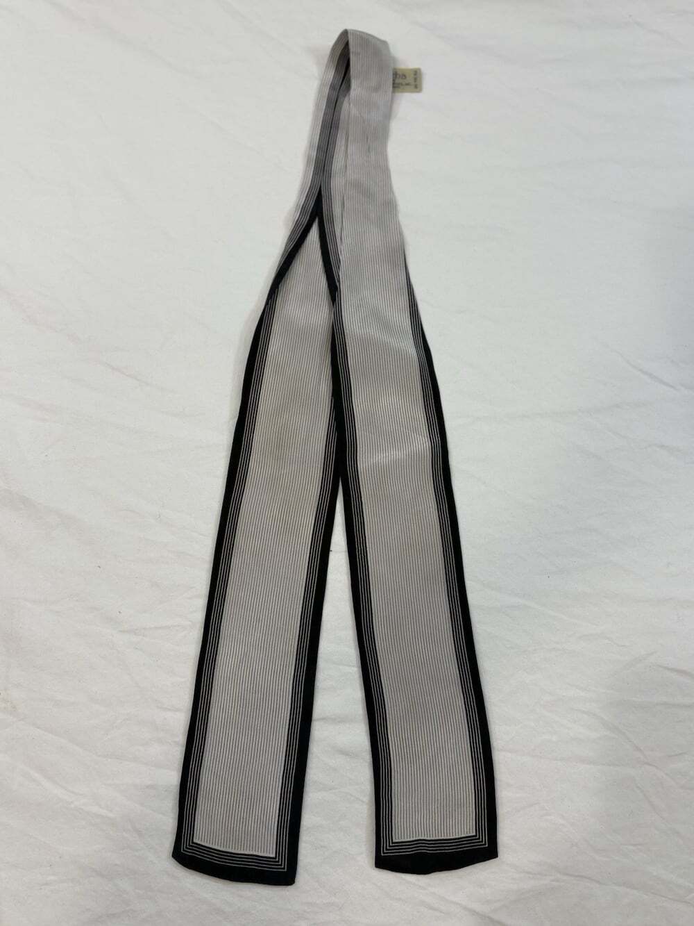 Vintage Sacha Silk Skinny Scarf Or Hair Accessory Made In Japan Gray &Black
